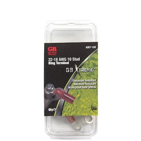 Gardner Bender Gardner Bender Xtreme 22-18 Ga. Insulated Wire Ring Terminal Red 3 pk AMT-100